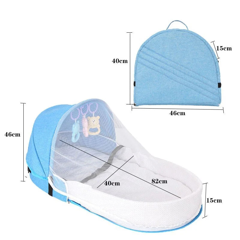 Baby Travel Cot with Net Foldable Baby Tent Washable Crib Bionic Travel Bed Breathable Cradle Cot