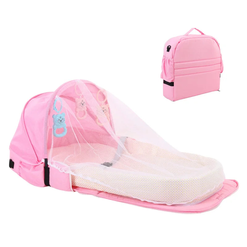 Baby Travel Cot with Net Foldable Baby Tent Washable Crib Bionic Travel Bed Breathable Cradle Cot