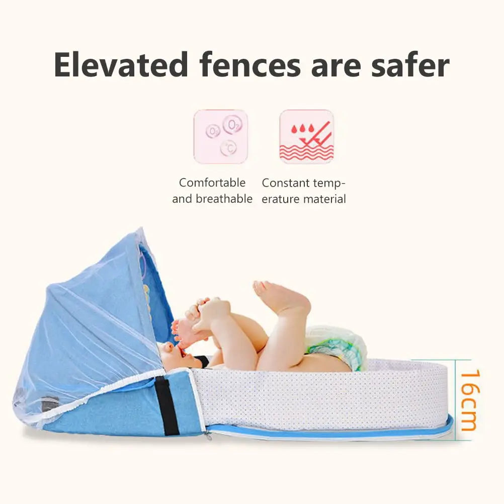 Baby Travel Cot with Net Foldable Baby Tent Washable Crib Bionic Travel Bed Breathable Cradle Cot
