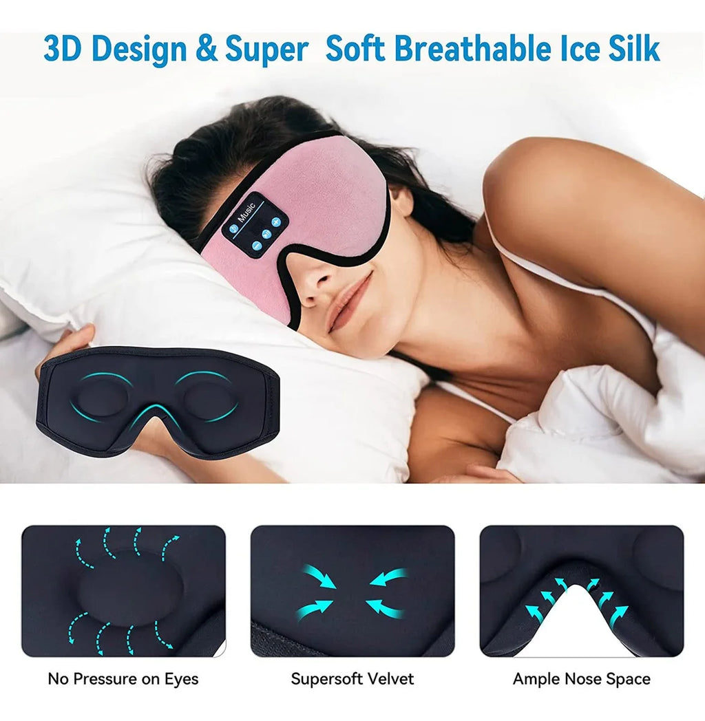 Sleep Headphones 3D Bluetooth 5.0 Headband Wireless Sleep Artifact Breathable Music Eye Mask Earbuds for Side Sleeper,Air Travel