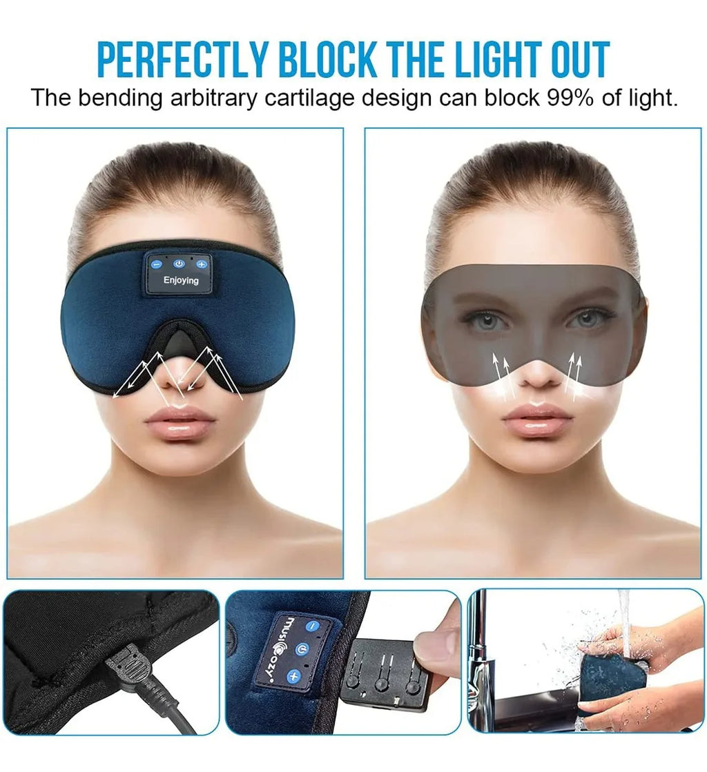 Sleep Headphones 3D Bluetooth 5.0 Headband Wireless Sleep Artifact Breathable Music Eye Mask Earbuds for Side Sleeper,Air Travel