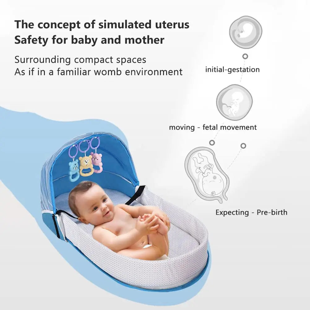 Baby Travel Cot with Net Foldable Baby Tent Washable Crib Bionic Travel Bed Breathable Cradle Cot