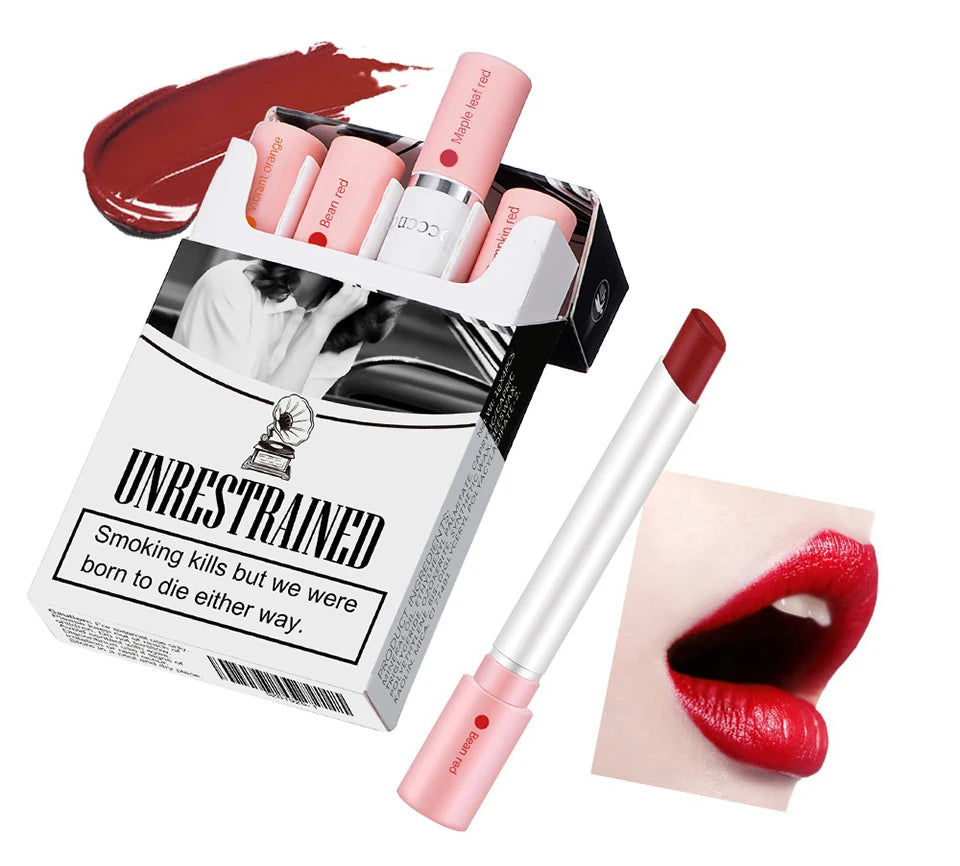 Colors Cigarette Lip Gloss Set Velvet Matte Waterproof Long-lasting Lip Non-Stick Cup Cigarette Lipstick Makeup For Women