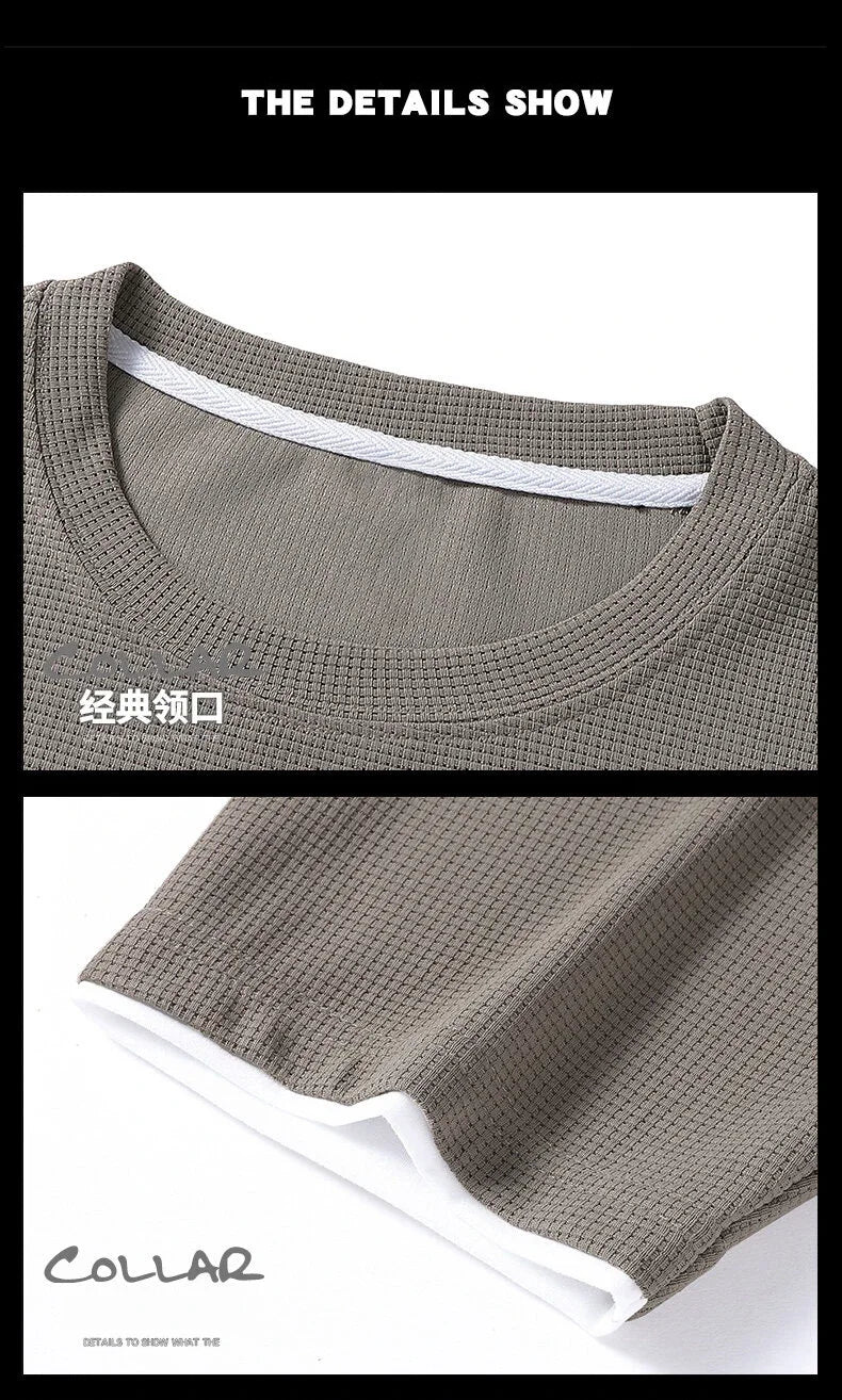A 2025 new summer outdoor short-sleeved round-neck T-shirt and breathable shorts two-piece fashionable sporty casual suit