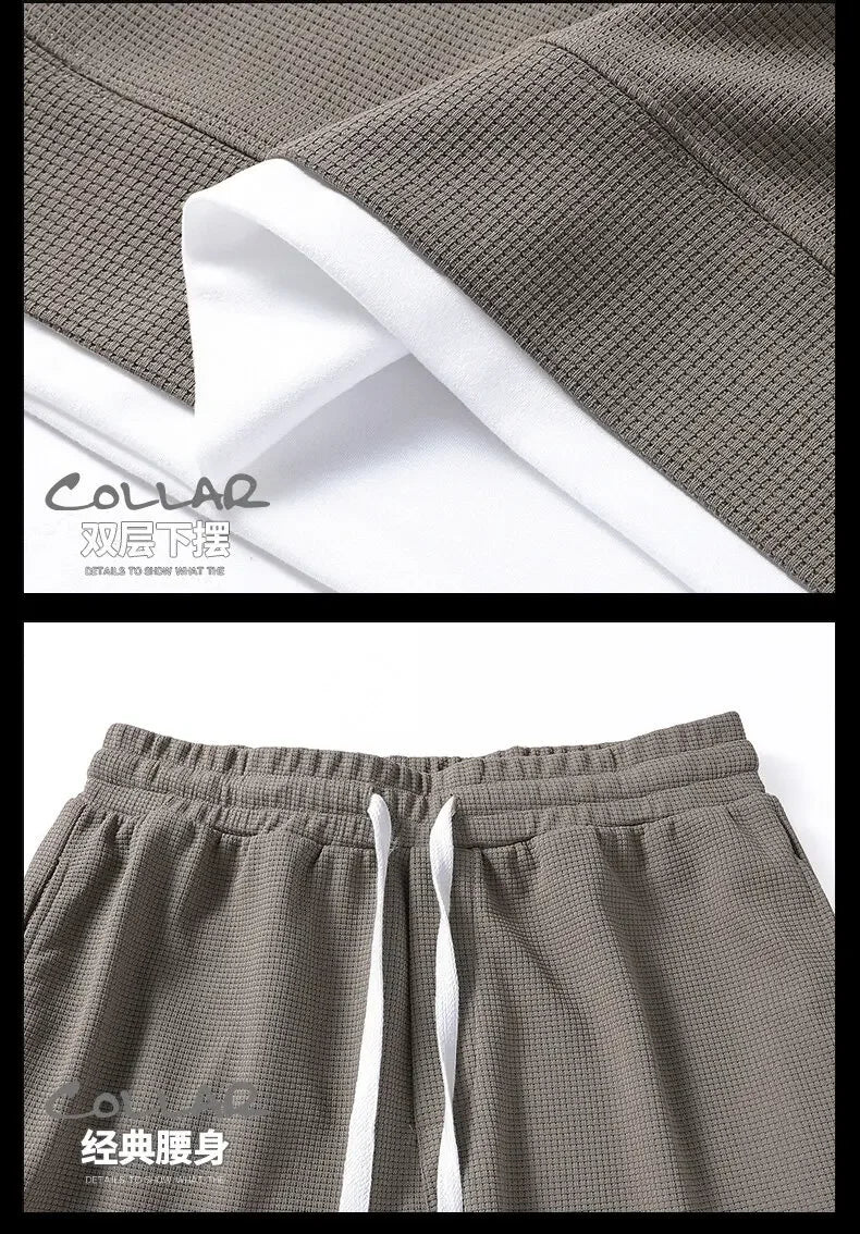 A 2025 new summer outdoor short-sleeved round-neck T-shirt and breathable shorts two-piece fashionable sporty casual suit