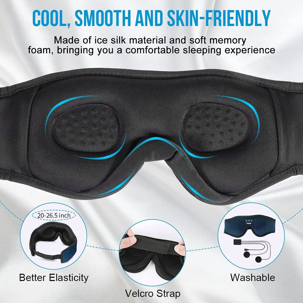 Sleep Headphones 3D Bluetooth 5.0 Headband Wireless Sleep Artifact Breathable Music Eye Mask Earbuds for Side Sleeper,Air Travel