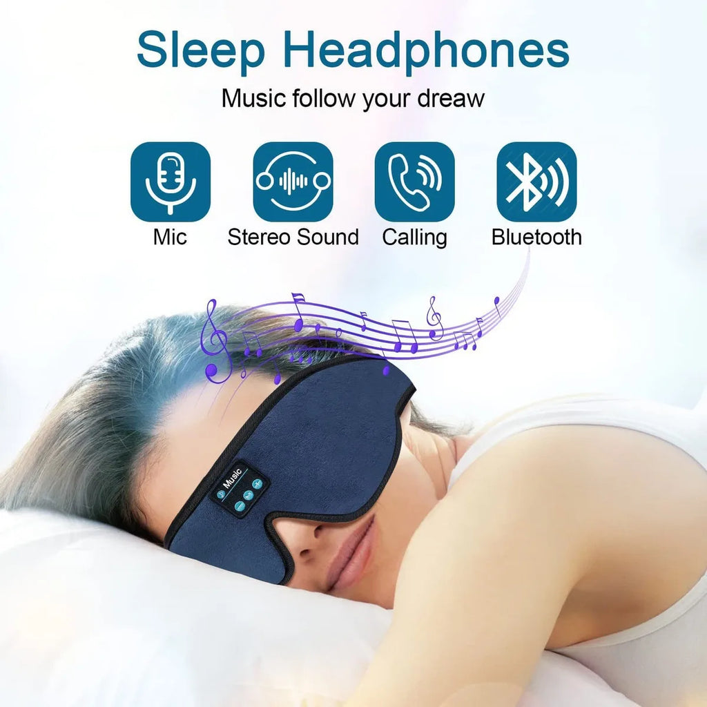 Sleep Headphones 3D Bluetooth 5.0 Headband Wireless Sleep Artifact Breathable Music Eye Mask Earbuds for Side Sleeper,Air Travel